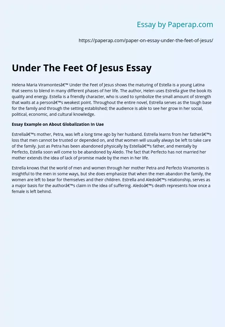 Under The Feet Of Jesus Essay