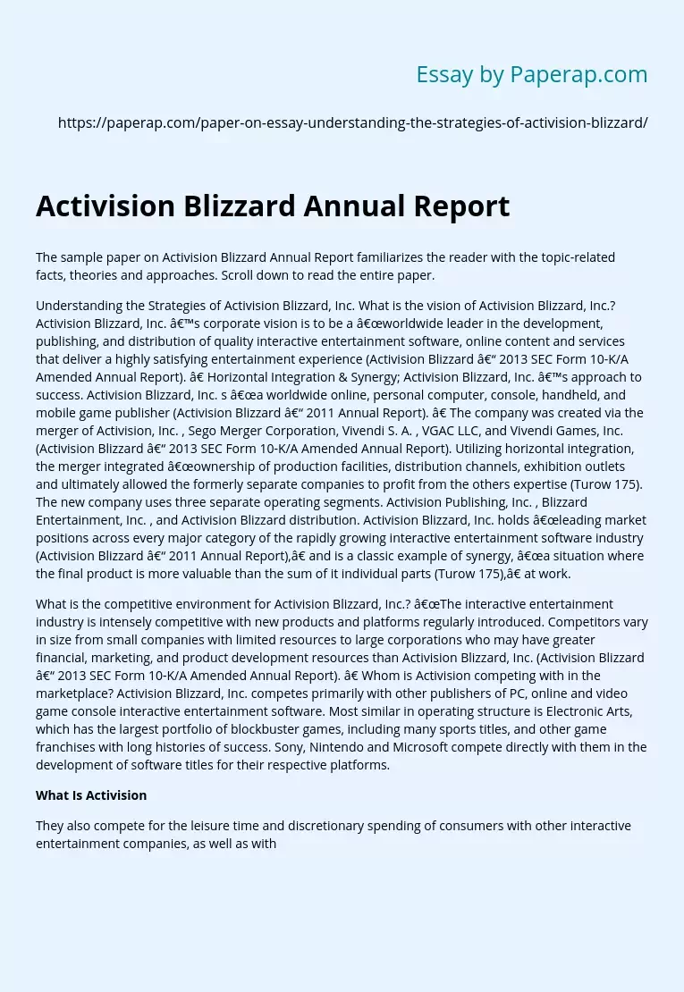 Activision Blizzard Annual Report