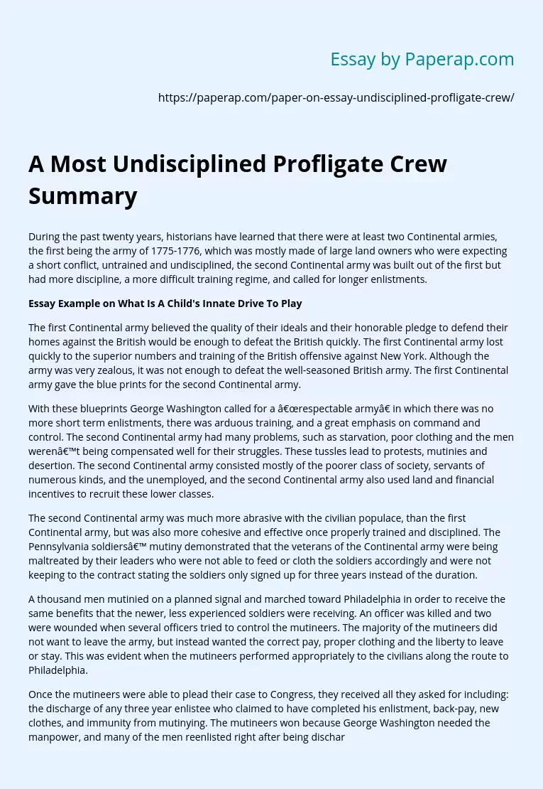 A Most Undisciplined Profligate Crew Summary