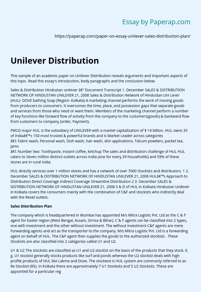 Unilever Distribution