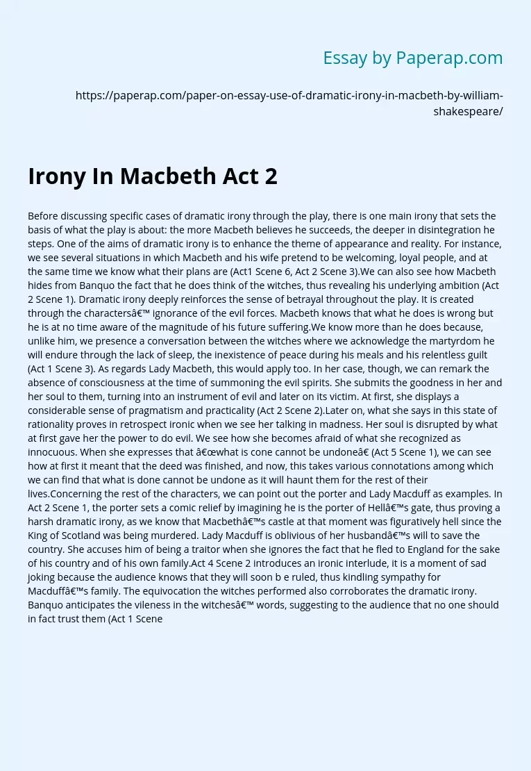 Irony In Macbeth Act 2