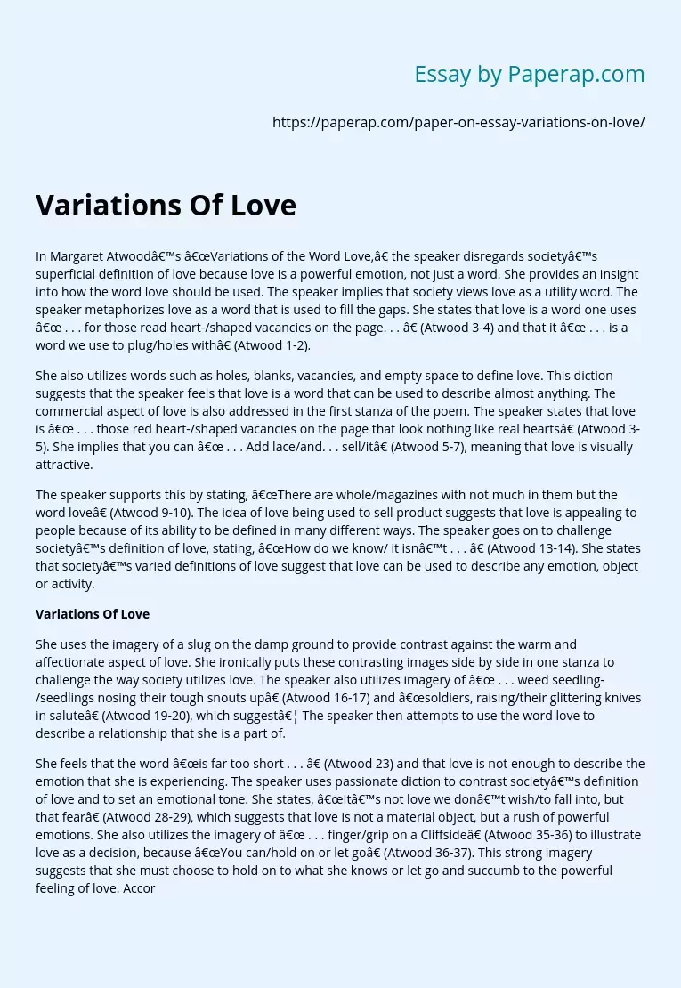 love definition essay