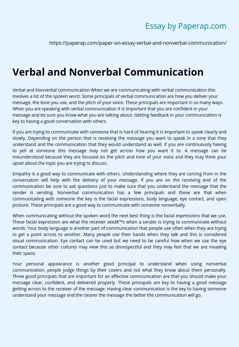 Verbal and Nonverbal Communication