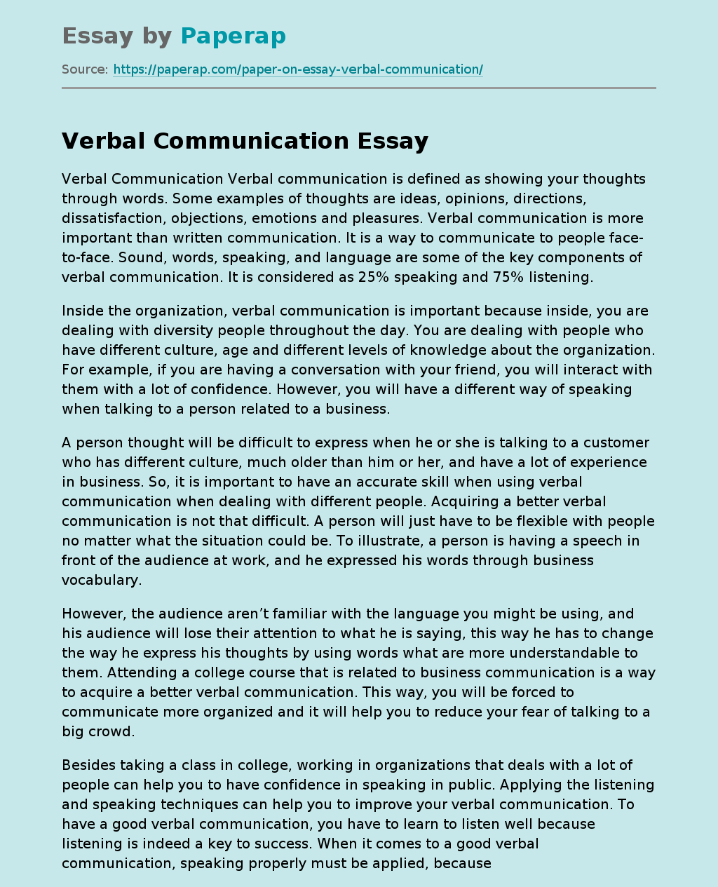 the importance of verbal communication essay