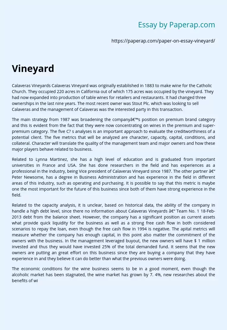 Calaveras Vineyard to Produce Wine for the Catholic Church