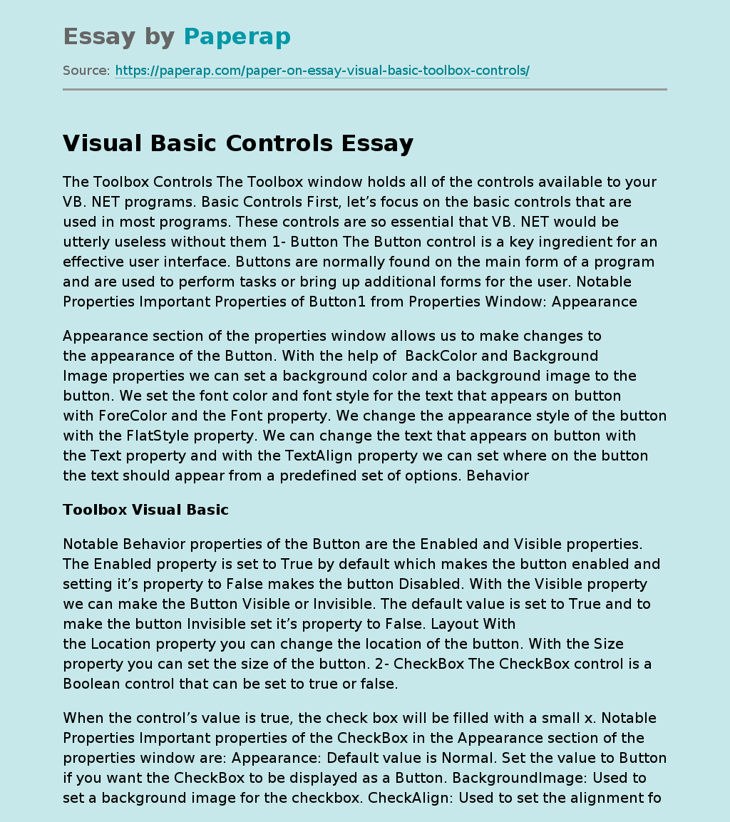 Visual Basic Controls