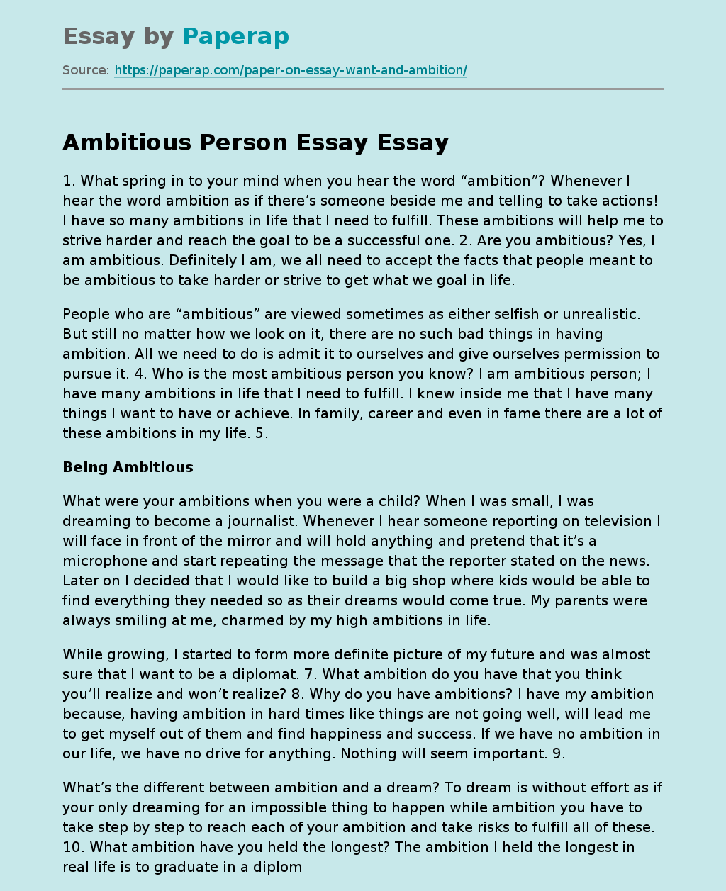 definition essay of ambition