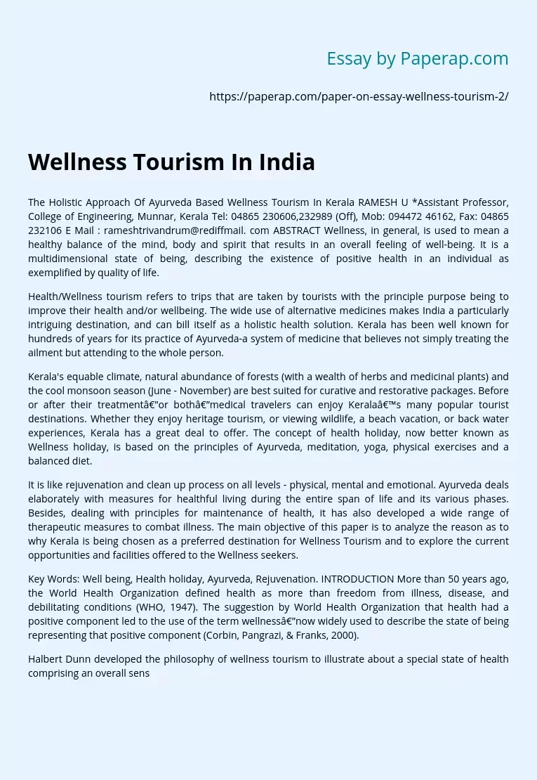 Wellness Tourism In India