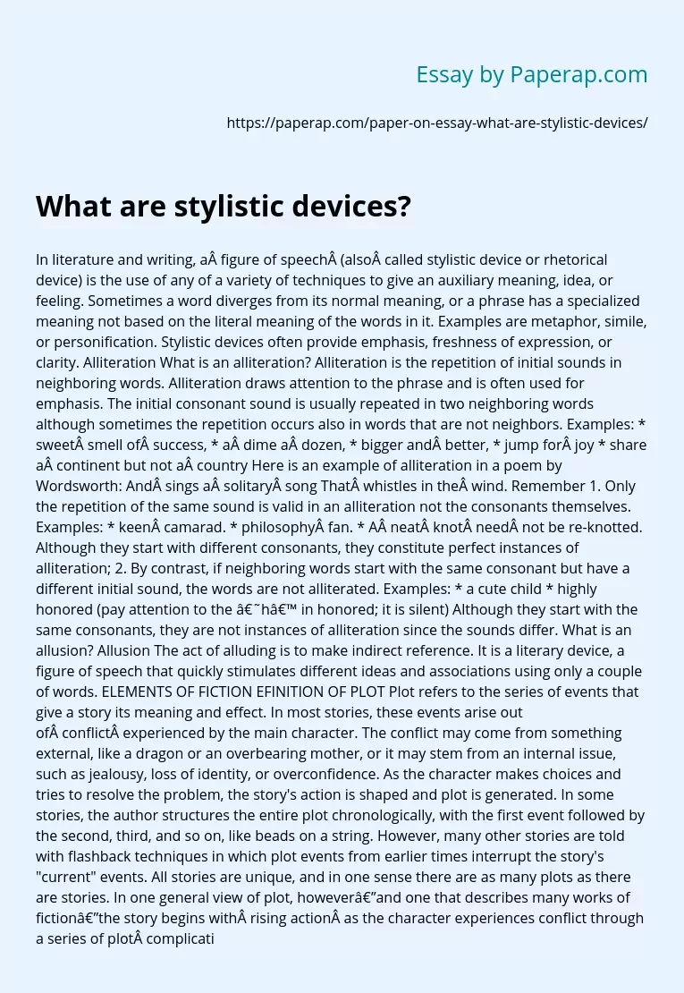 stylistic devices essay