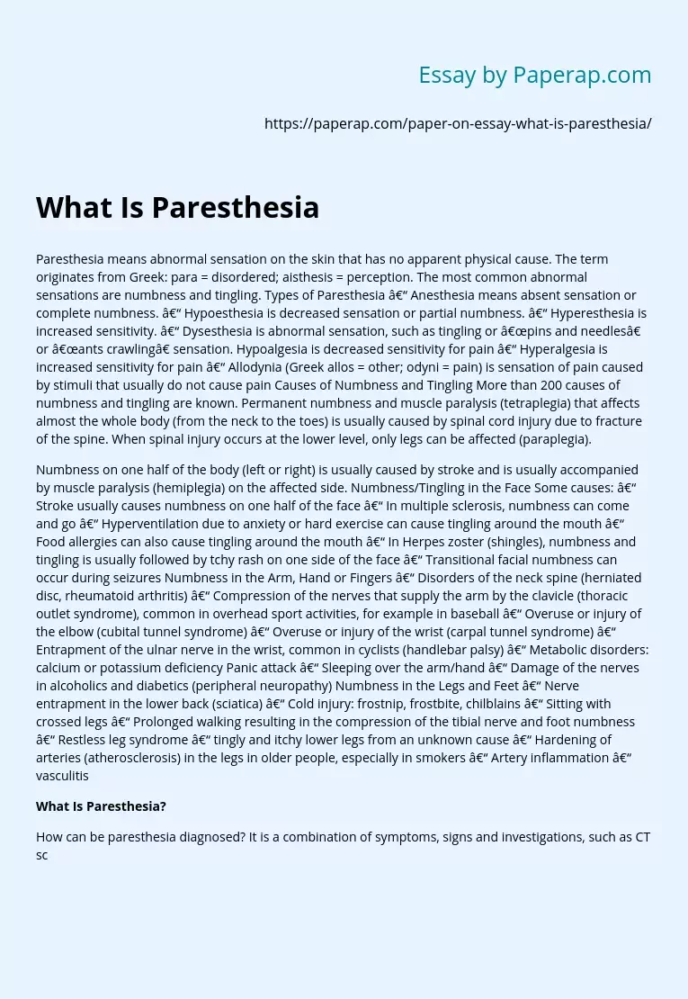 What Is Paresthesia
