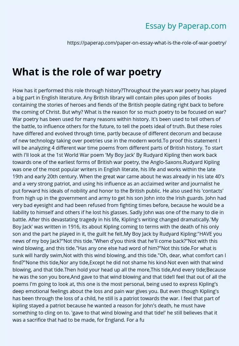 What is the role of war poetry