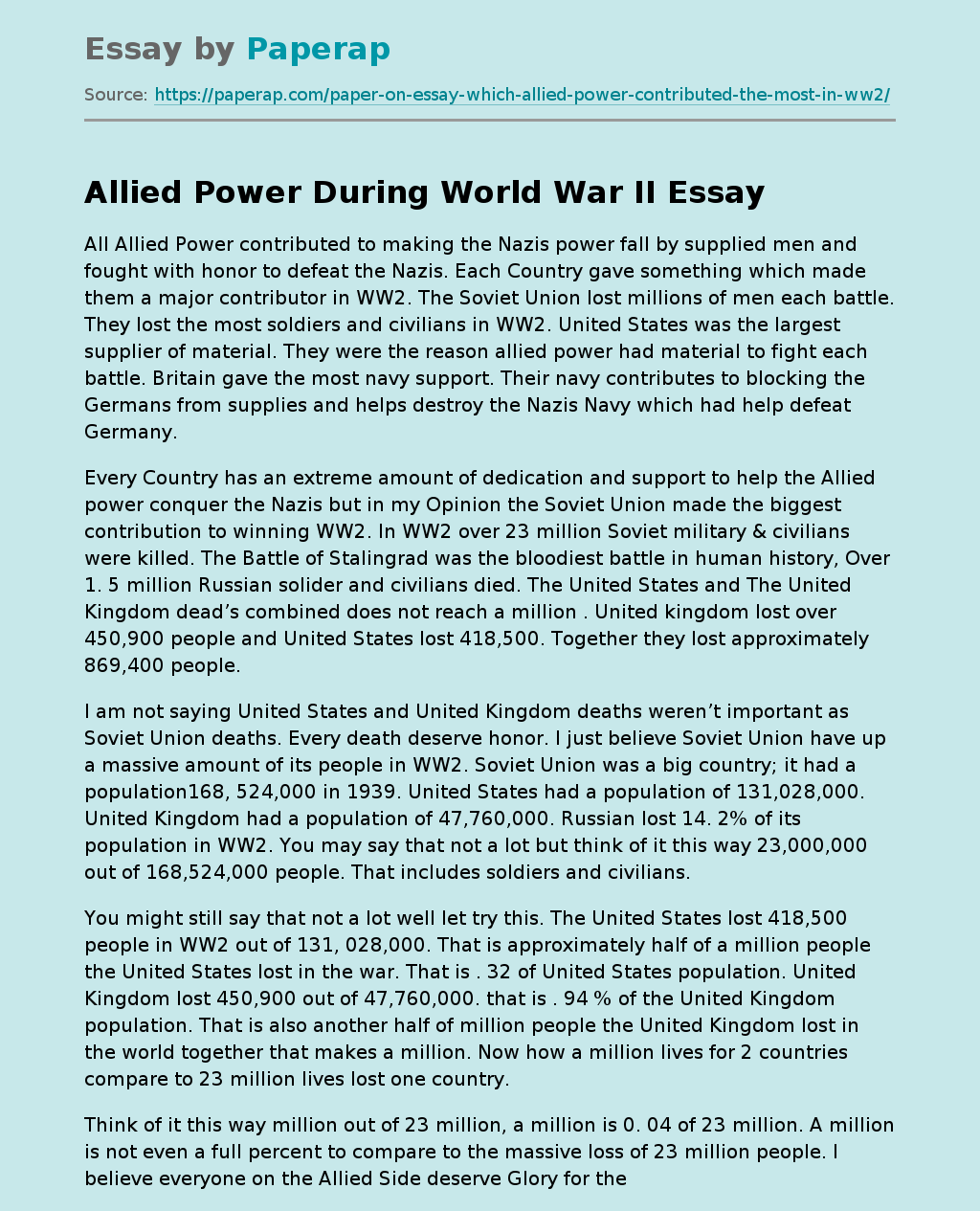 Allied Power During World War II