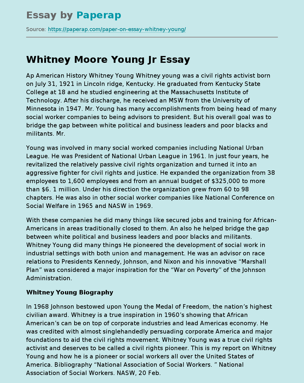Civil Rights Activist Whitney Young