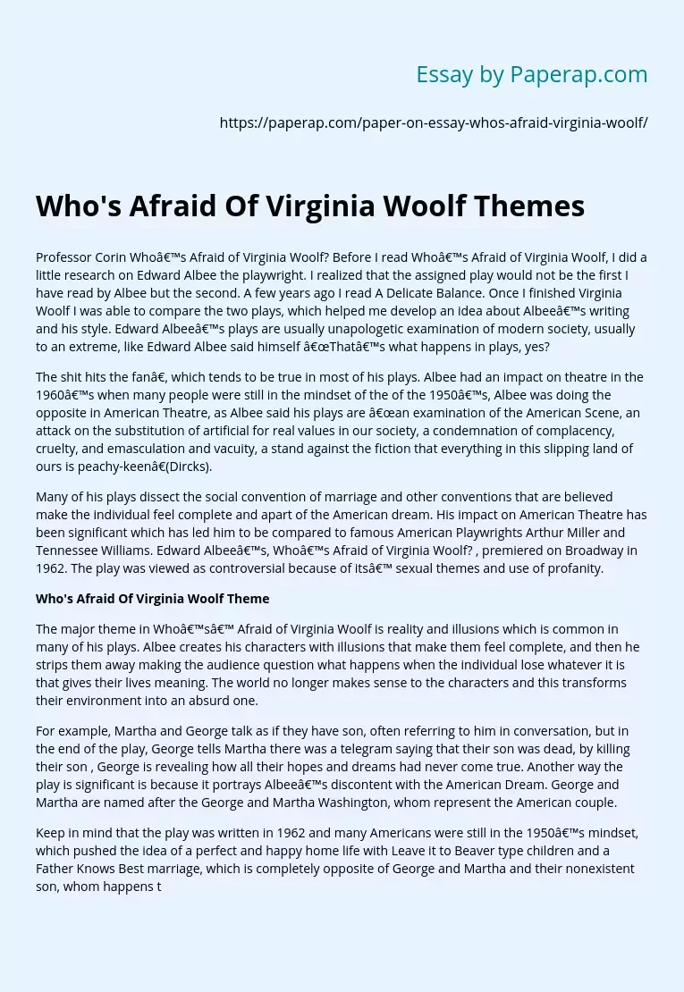 Who's Afraid Of Virginia Woolf Themes