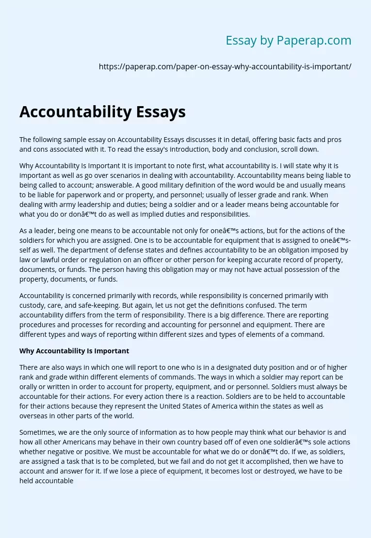 Why Accountability is Important