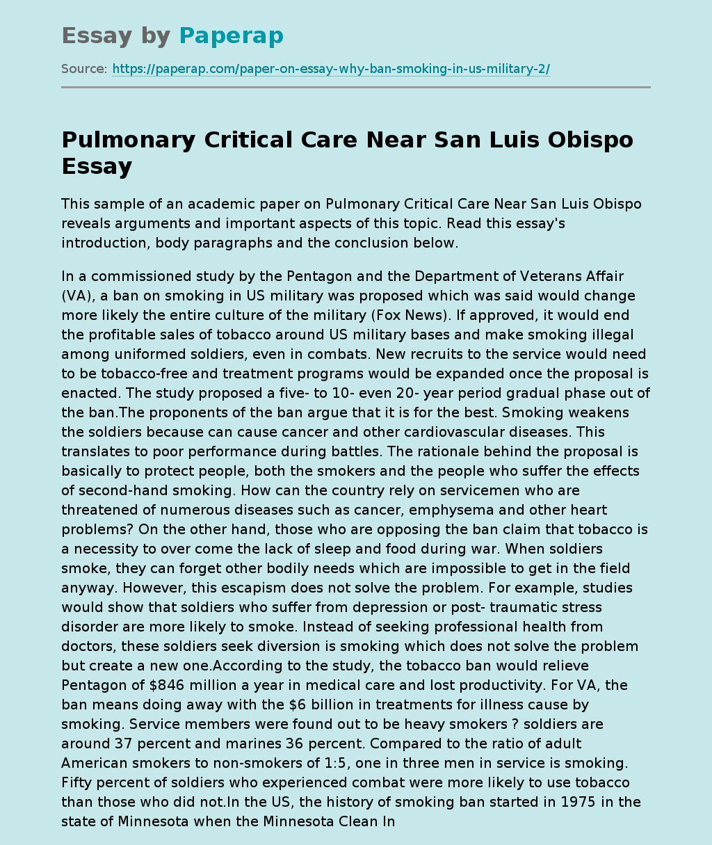 Pulmonary Critical Care Near San Luis Obispo