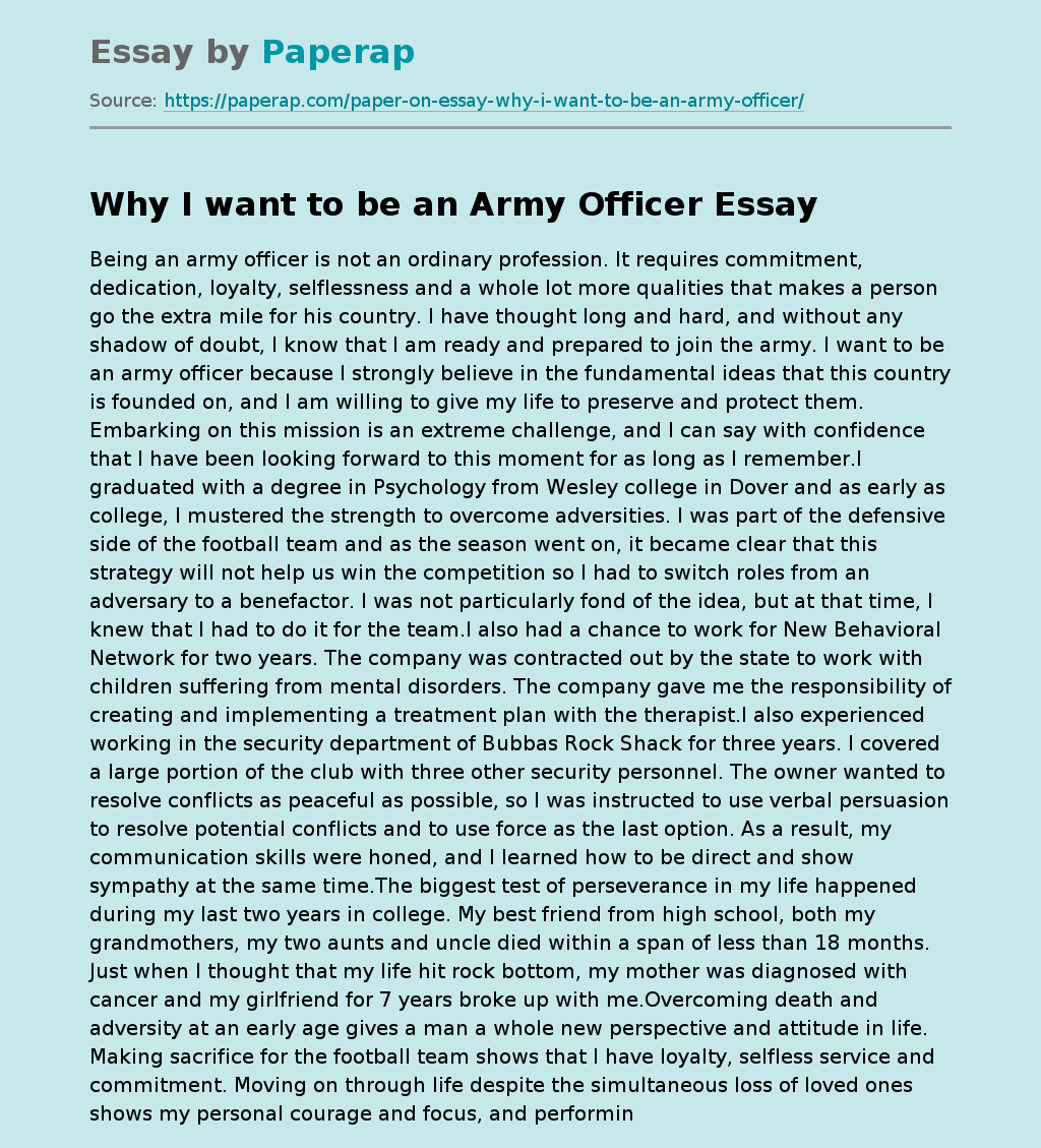 i hear an army essay questions