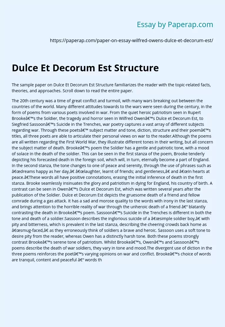 Dulce Et Decorum Est Structure