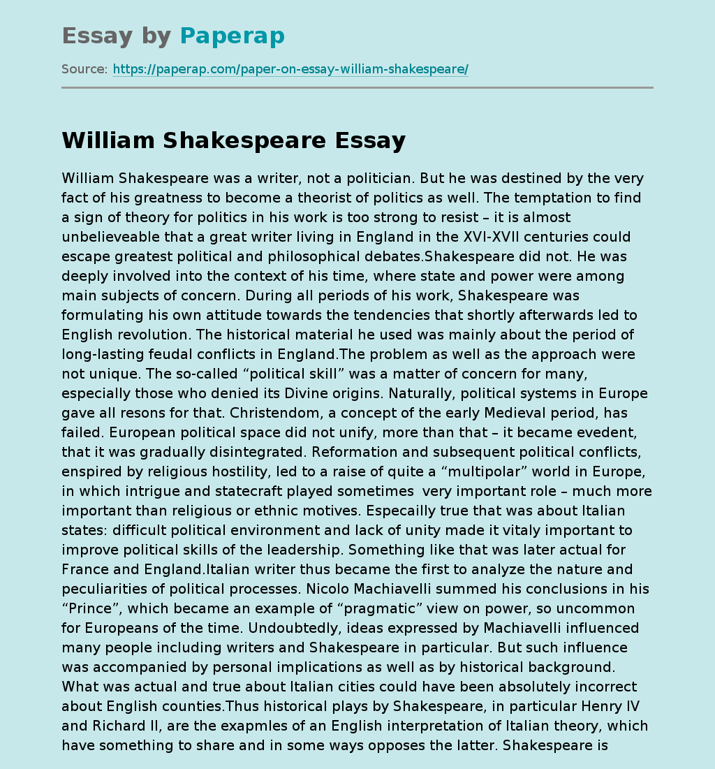 shakespeare essay pdf