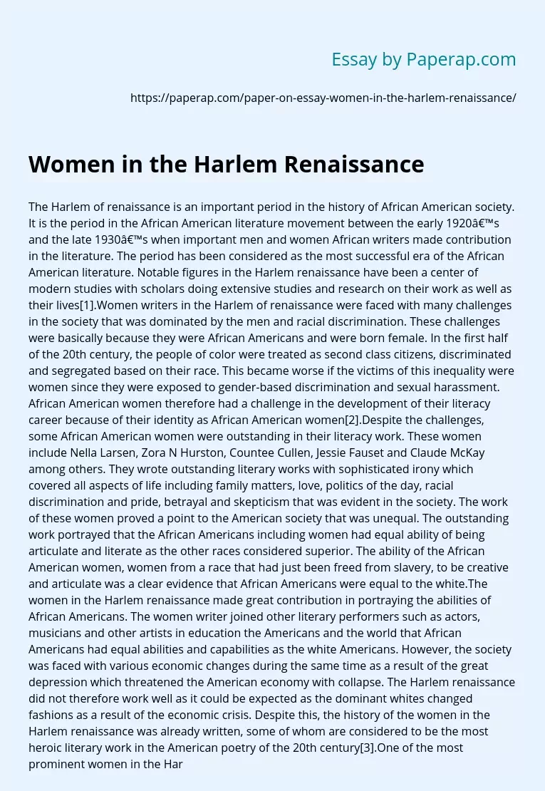 Women in the Harlem Renaissance