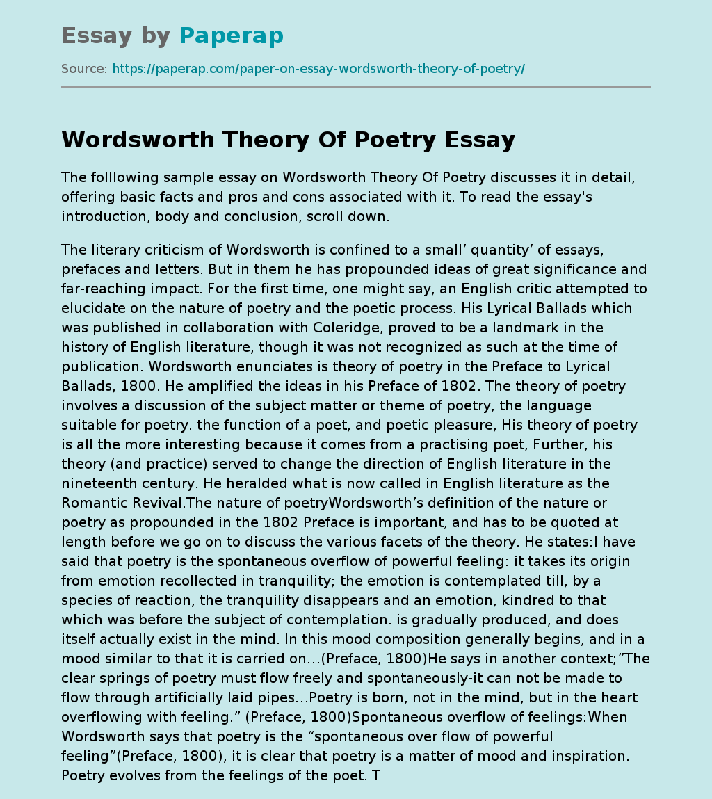 Wordsworth Theory Of Poetry