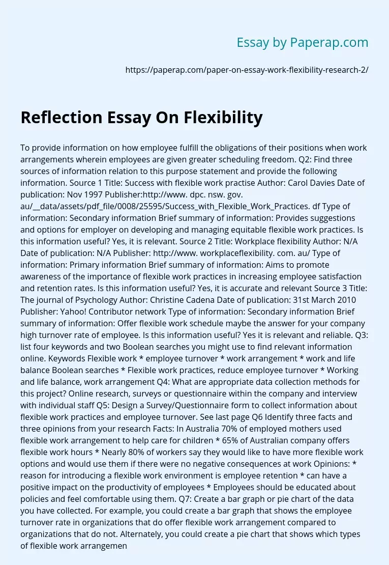 Reflection Essay On Flexibility