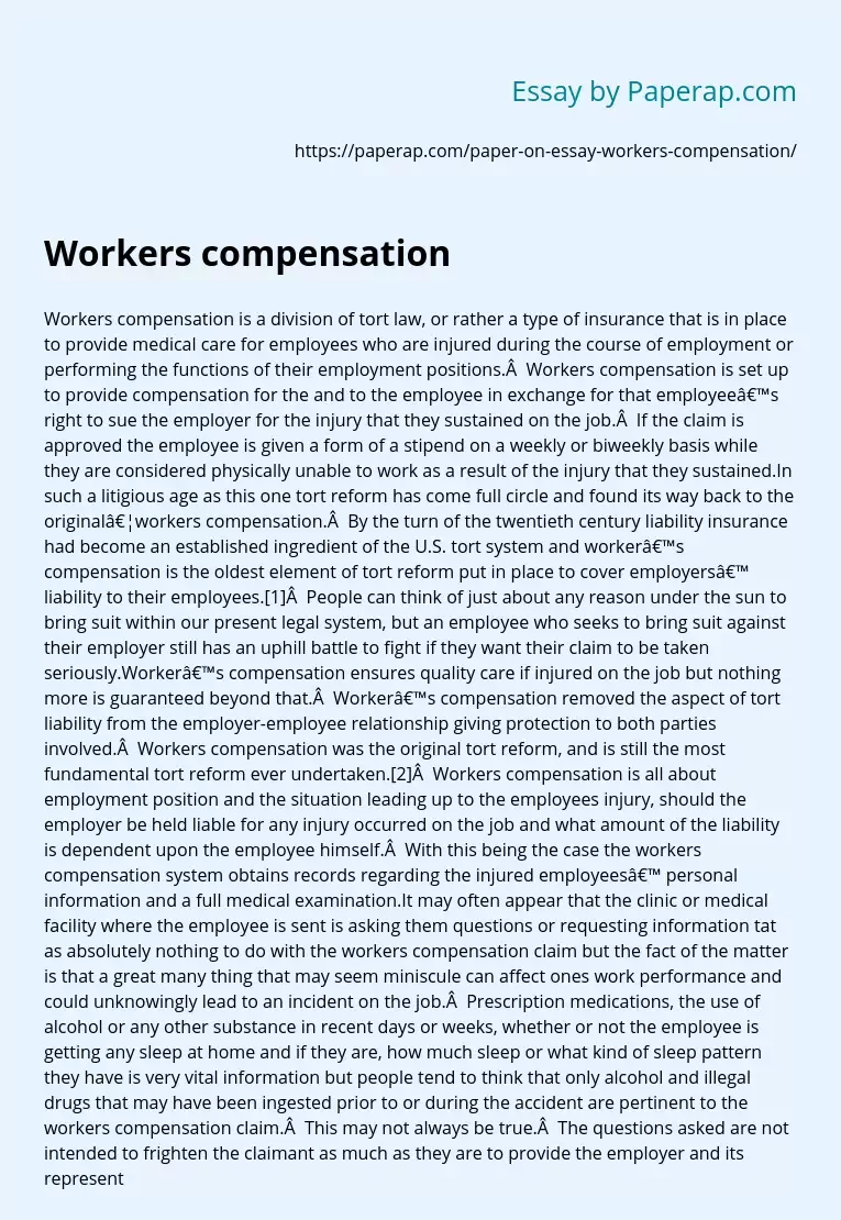 Workers compensation