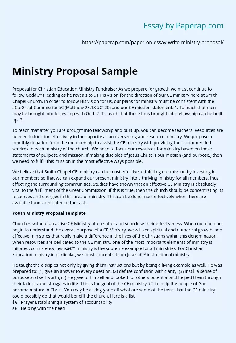 Ministry Proposal Sample