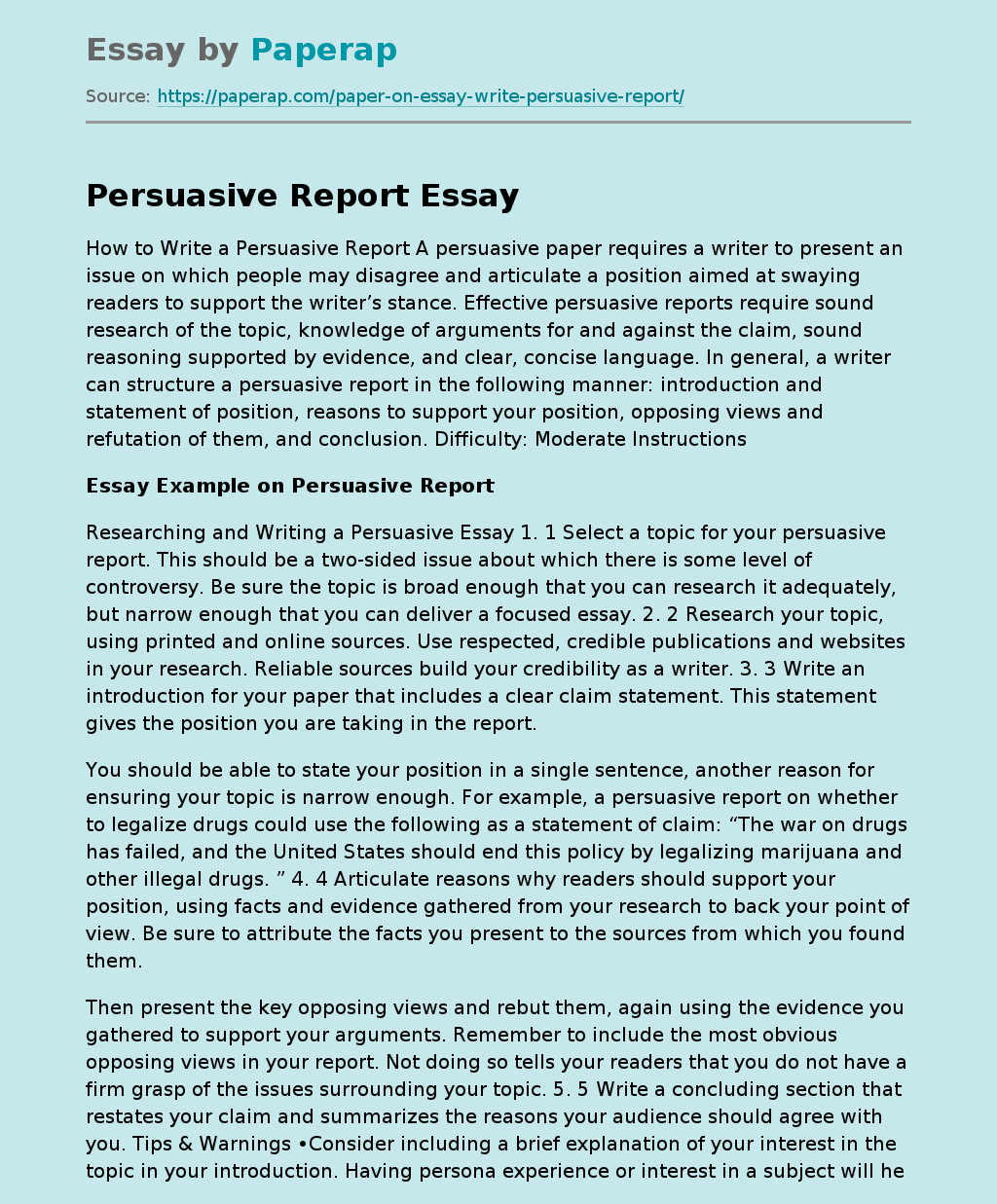 Persuasive Report