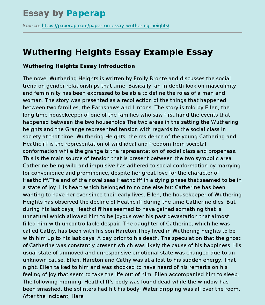 Wuthering Heights Is The Only Novel By English Writer Emily Brontë