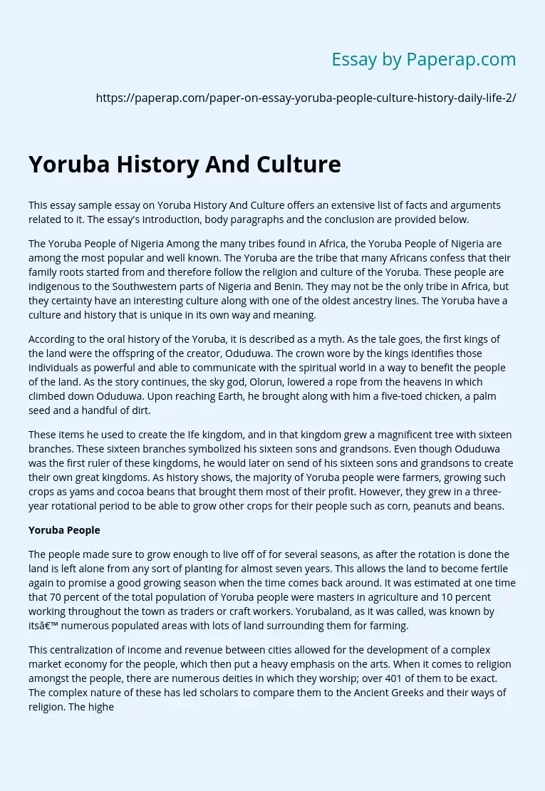 Yoruba History And Culture