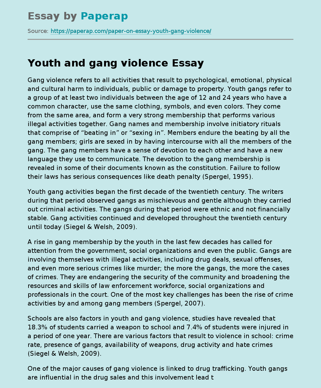 youth violence essay
