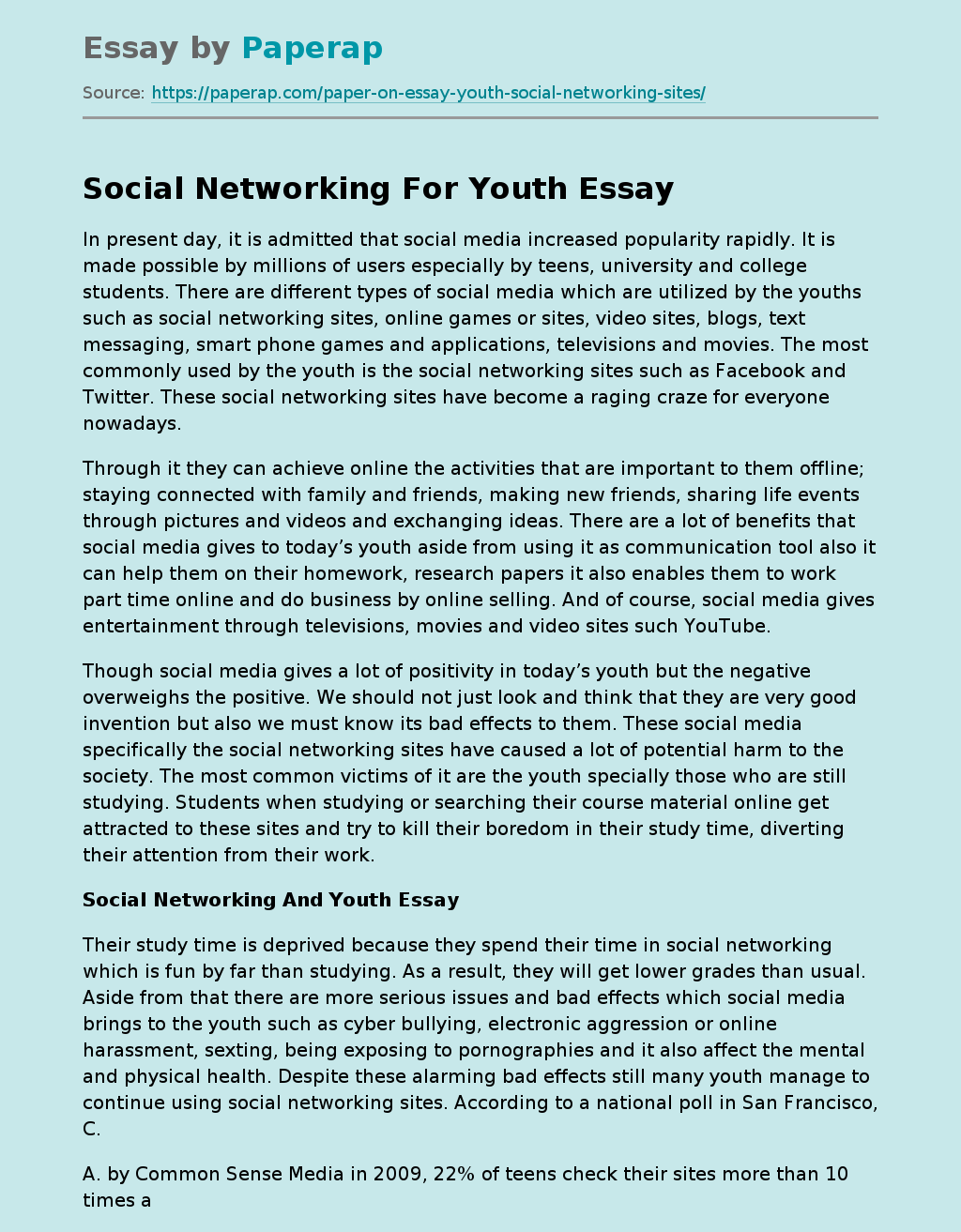 social networking sites essay summary