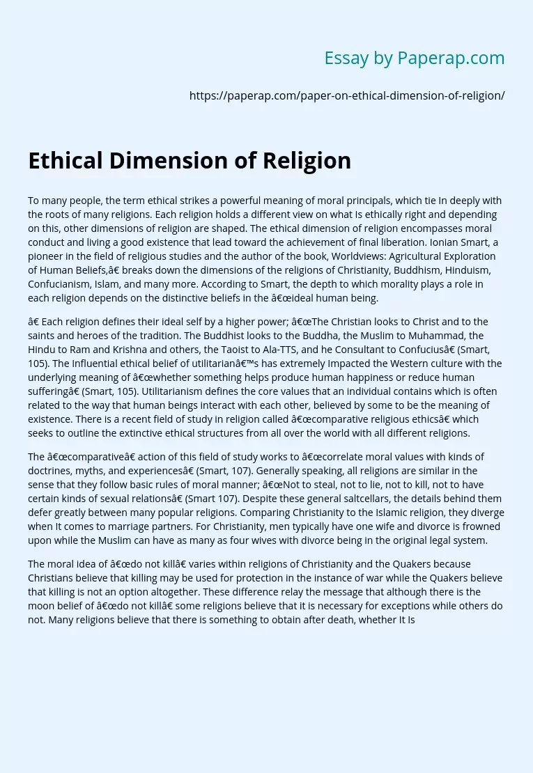 Ethical Dimension of Religion