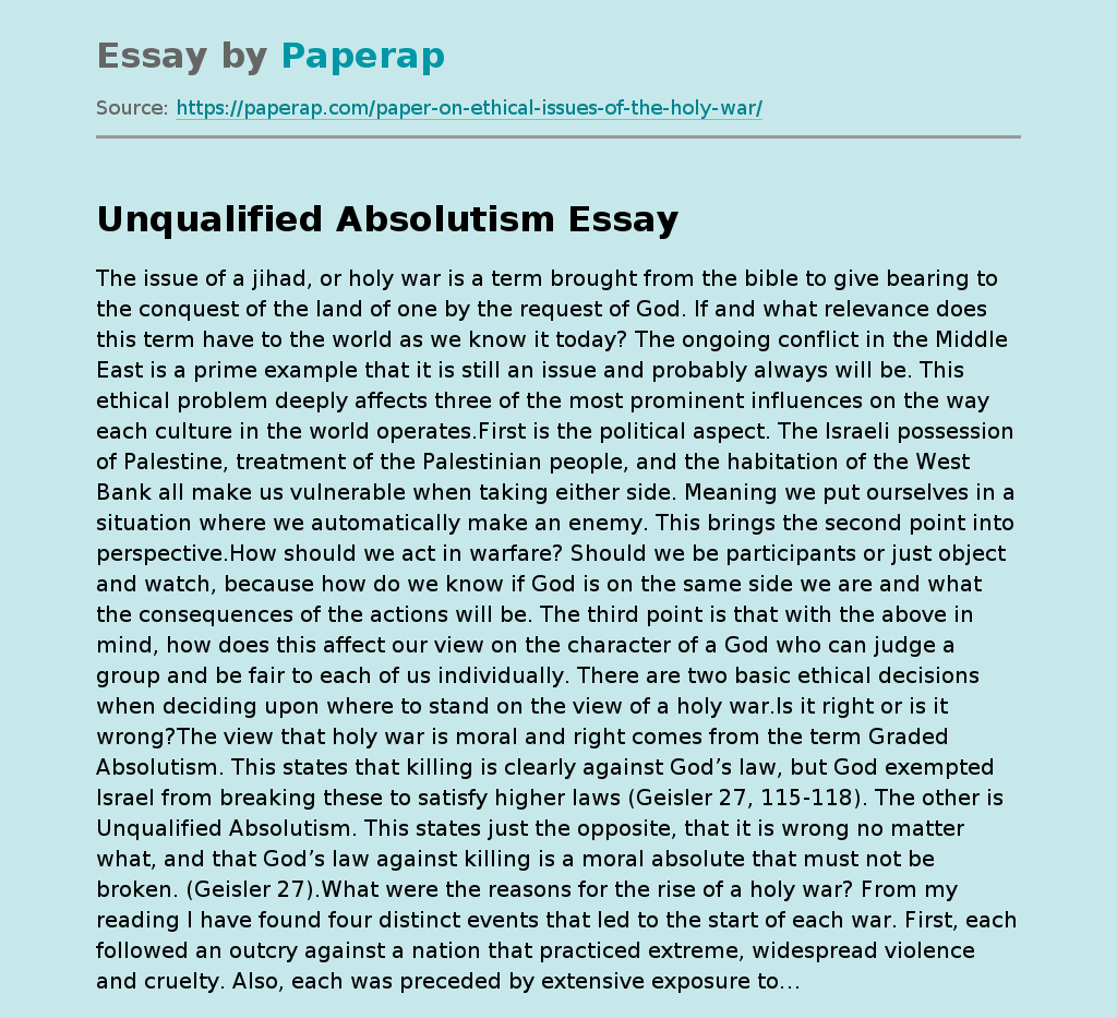 Unqualified Absolutism