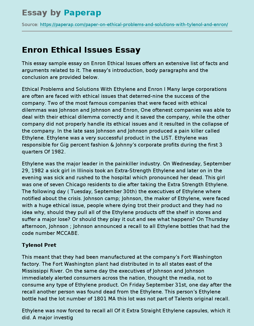 Enron Ethical Issues