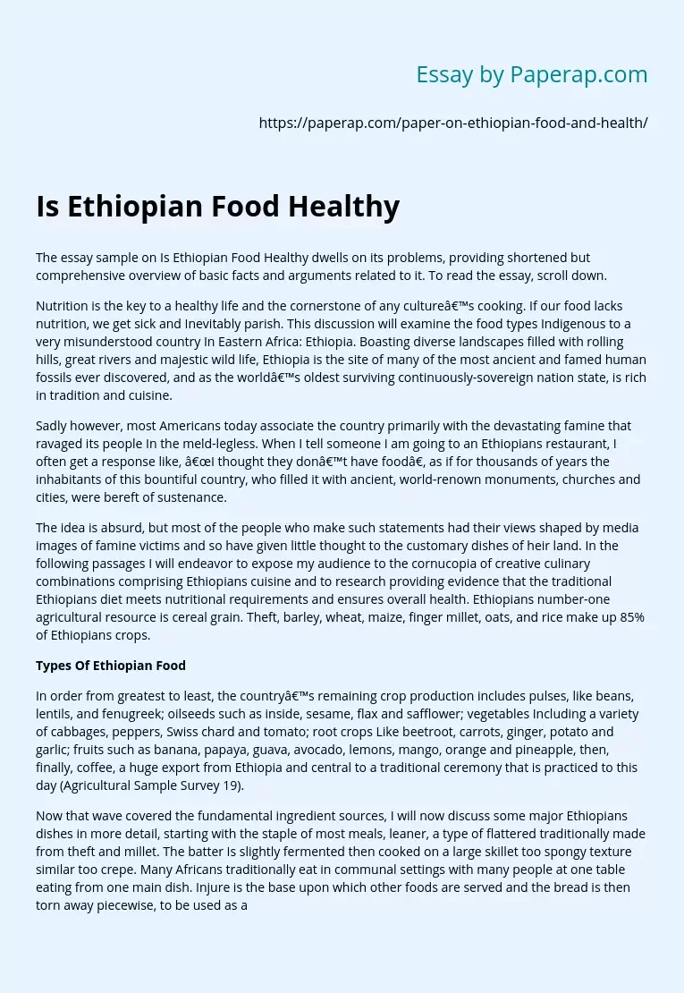 Is Ethiopian Food Healthy