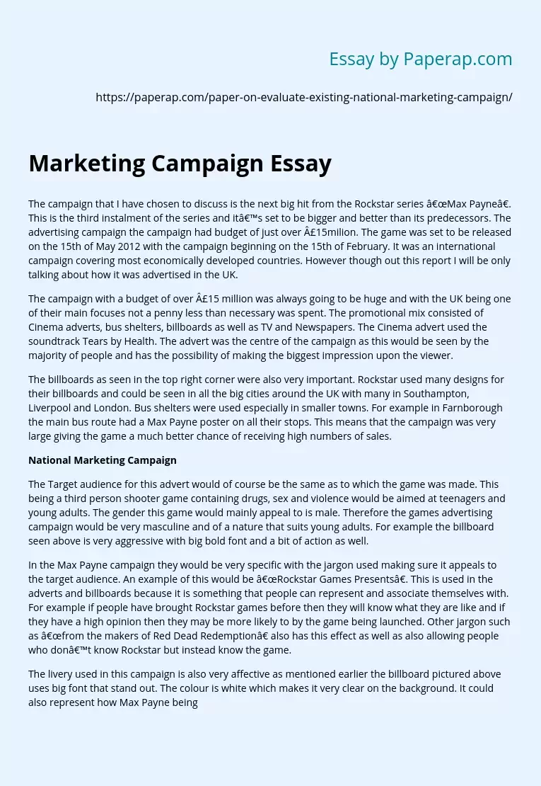 Marketing Campaign Essay
