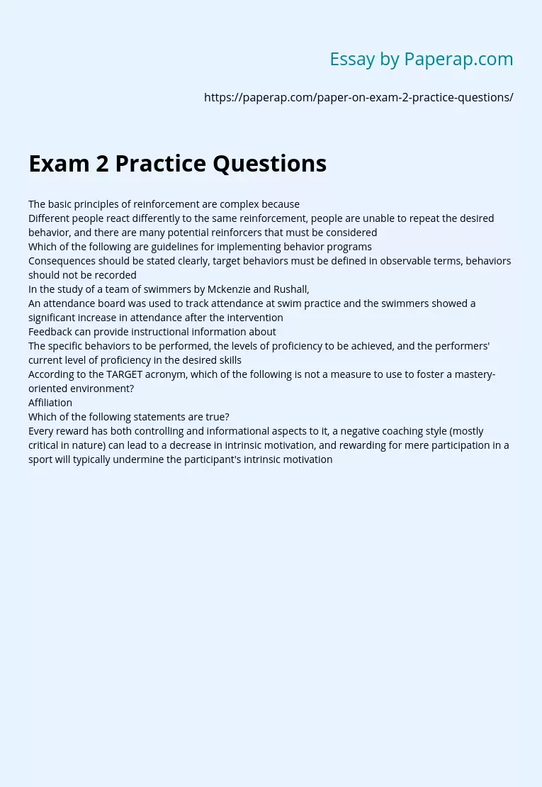 Exam 2 Practice Questions