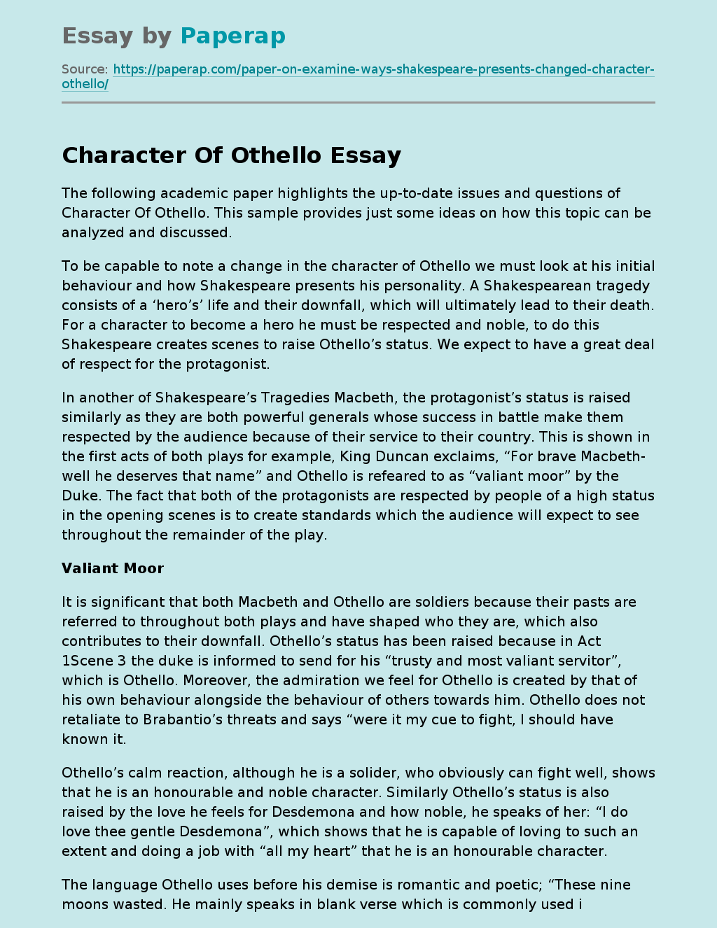 Character Of Othello