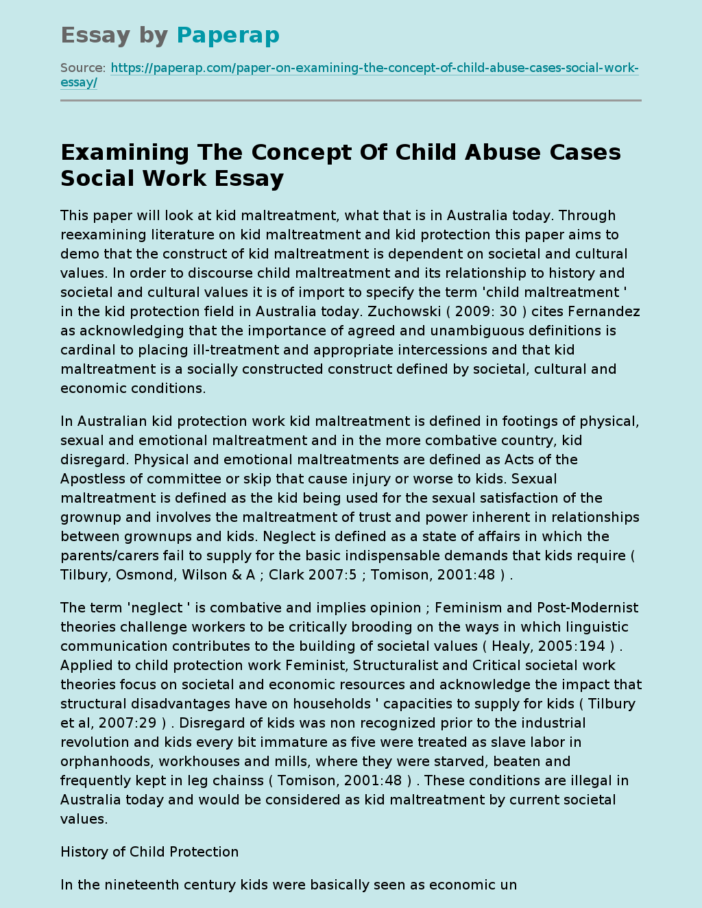 Examining The Concept Of Child Abuse Cases Social Work