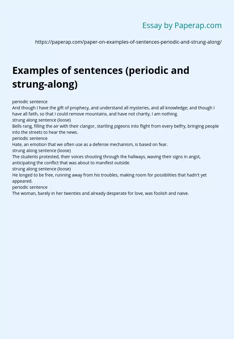 Examples of sentences (periodic and strung-along)