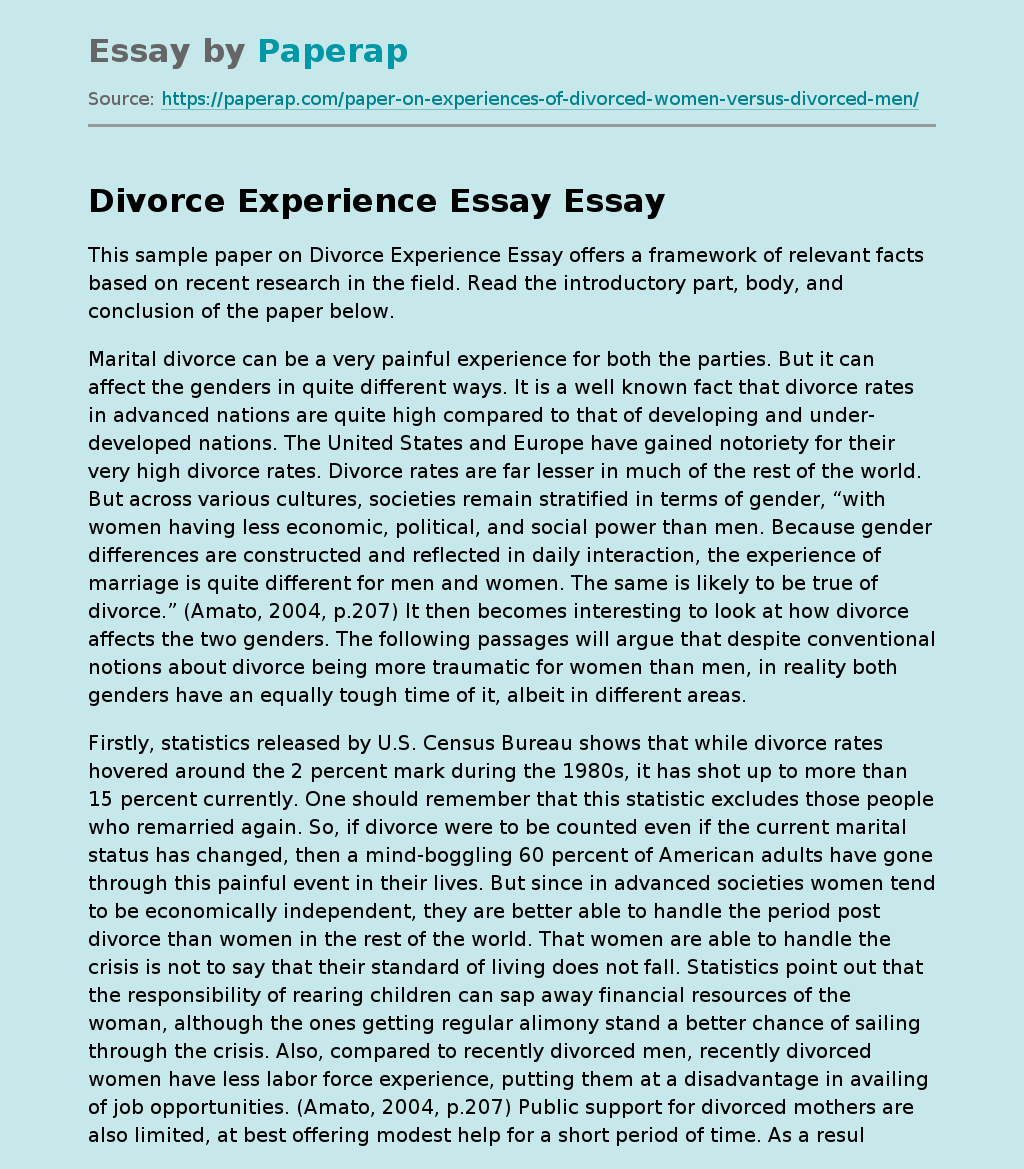 Divorce Experience Essay