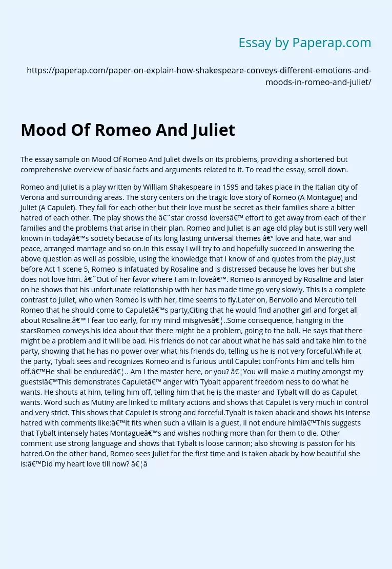 Mood Of Romeo And Juliet