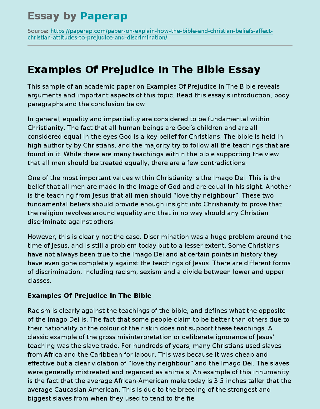 Examples Of Prejudice In The Bible