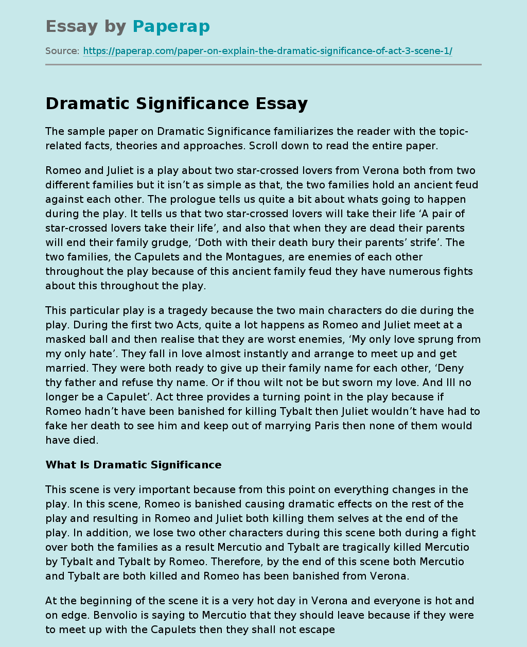 dramatic events in your life essay