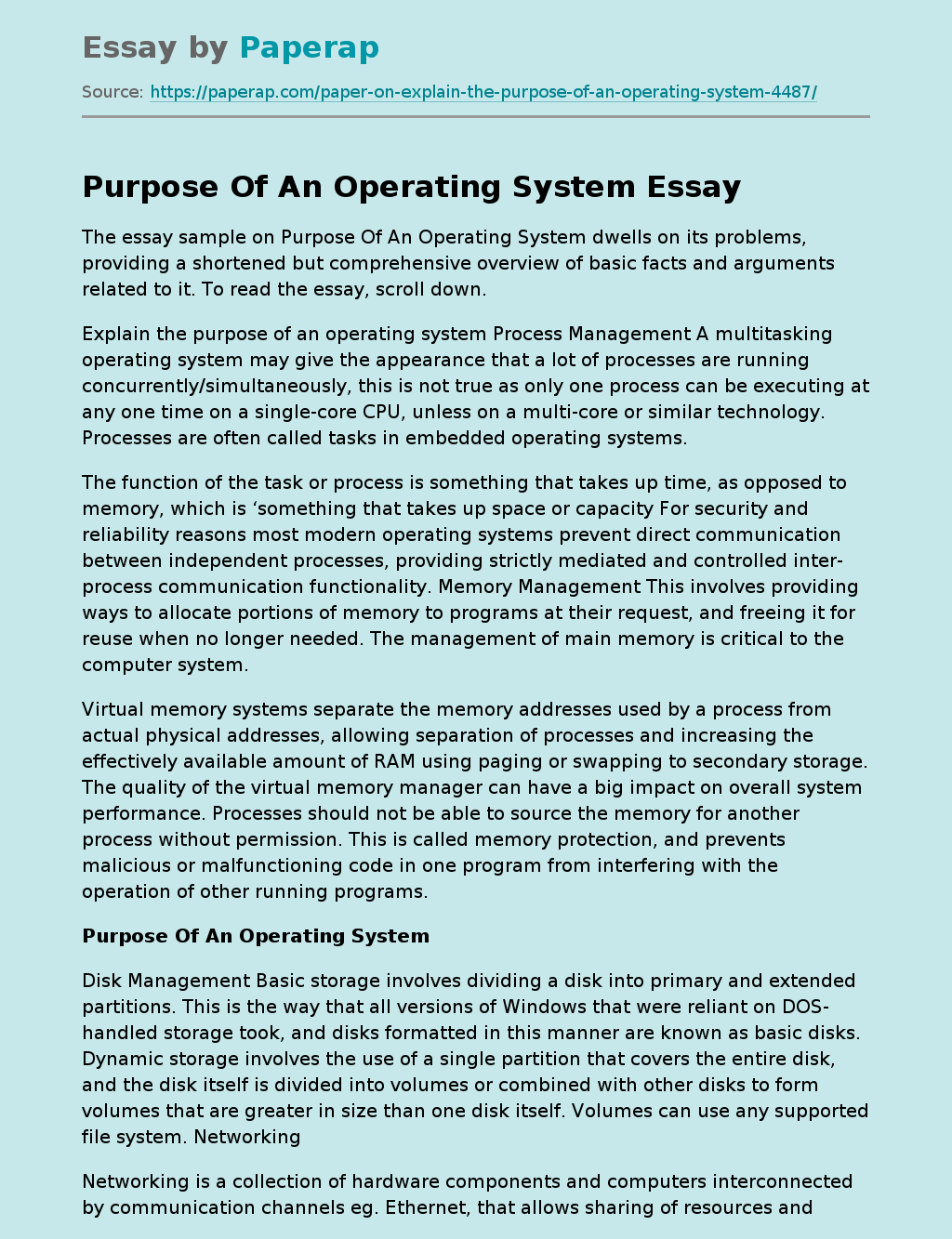 Purpose Of An Operating System