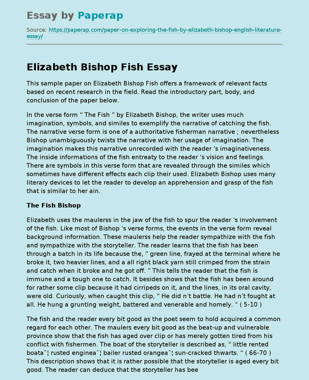 Elizabeth Bishop Fish