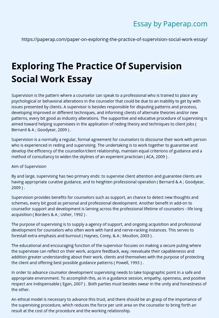 Exploring The Practice Of Supervision Social Work Essay