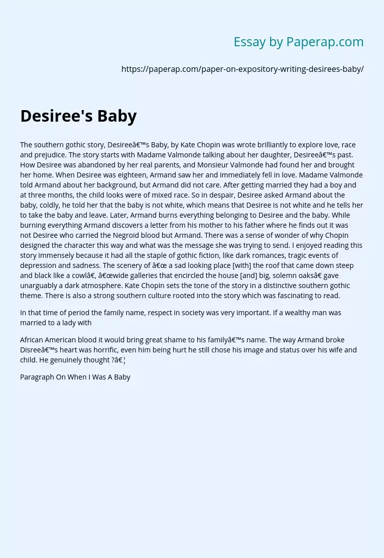 Desiree's Baby: A Gothic Tale of Love and Prejudice
